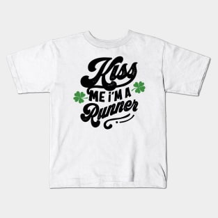 Kiss Me I'm a Runner St Patrick's Day Kids T-Shirt